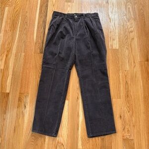 Kenny Rogers Pleated Corduroy Trousers Brown W36 Vintage Prep Mens